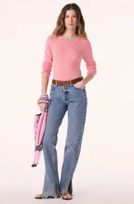 KUJTEN MAORI Silk Cashmere Sweater Rose Cerisier